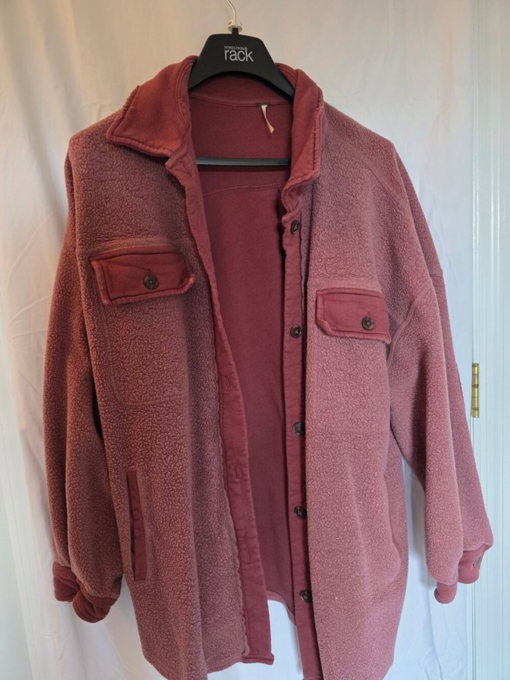 Free People FP Movement Hit the Slopes Fleece Jacket Dusty Rose Mauve XL